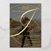 Manuscript ampersand fotokalligrafie bruiloft folie uitnodiging (Voorkant)