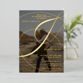 Manuscript ampersand fotokalligrafie bruiloft folie uitnodiging (Staand Voorkant)