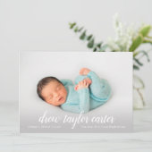 Manuscript Baby Foto geboorteaankondiging (Staand voorkant)