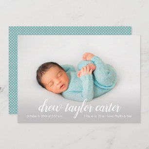 Manuscript Baby Foto geboorteaankondiging