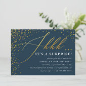 Manuscript bij Navy & Gold Confetti Kaart (Staand voorkant)