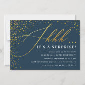 Manuscript bij Navy & Gold Confetti Magnetische Uitnodiging (Voorkant)