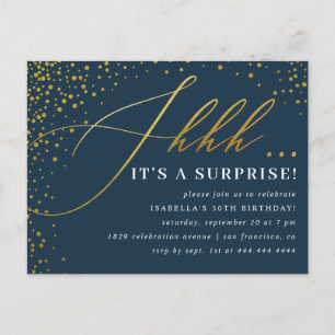 Manuscript bij Navy & Gold Confetti Uitnodiging Briefkaart