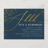 Manuscript bij Navy & Gold Confetti Uitnodiging Briefkaart (Voorkant)