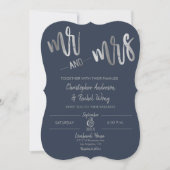 Manuscript bij Navy Minimalist Silver Foil, Mrs We Kaart (Voorkant)