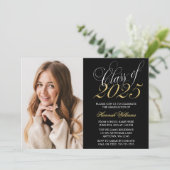 Manuscript Black Gold Photo Afstuderen kondiging Kaart (Staand voorkant)