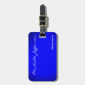 Manuscript Blauw Minimalistisch Modern Plain Bagagelabel (Voorkant verticaal)