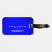 Manuscript Blauw Minimalistisch Modern Plain Bagagelabel (Achterkant horizontaal)