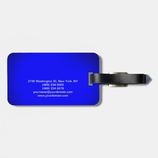 Manuscript Blauw Minimalistisch Modern Plain Bagagelabel (Achterkant horizontaal)