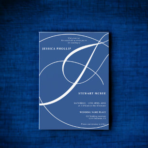 Manuscript blue fotokalligrafie bruiloft kaart