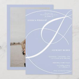 Manuscript blue fotokalligrafie bruiloft kaart