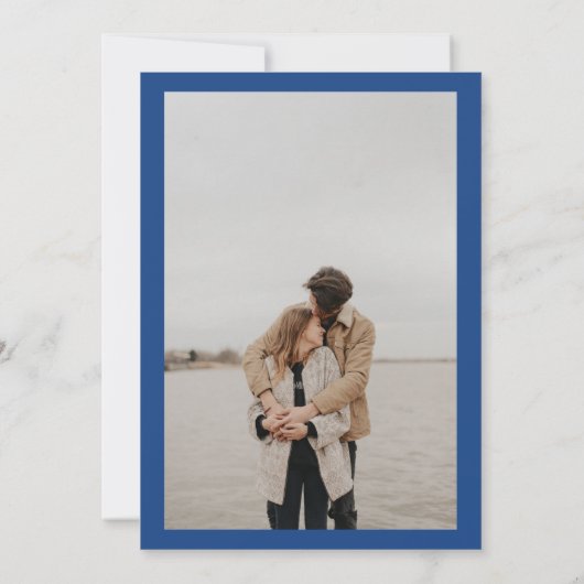 Manuscript blue fotokalligrafie bruiloft kaart (Achterkant)