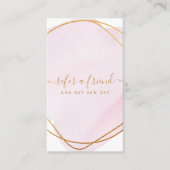 Manuscript Blush Pink Waterverf Gold Circle Busine Aanbevelingskaartje (Voorkant)