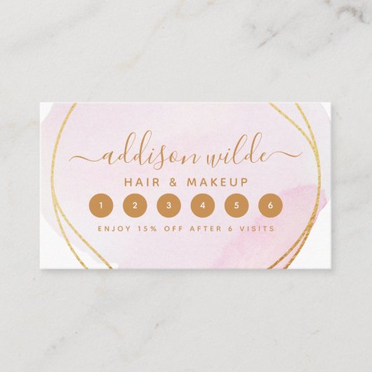 Manuscript Blush Pink Waterverf Gold Circle Busine Klantenkaartje (Voorkant)