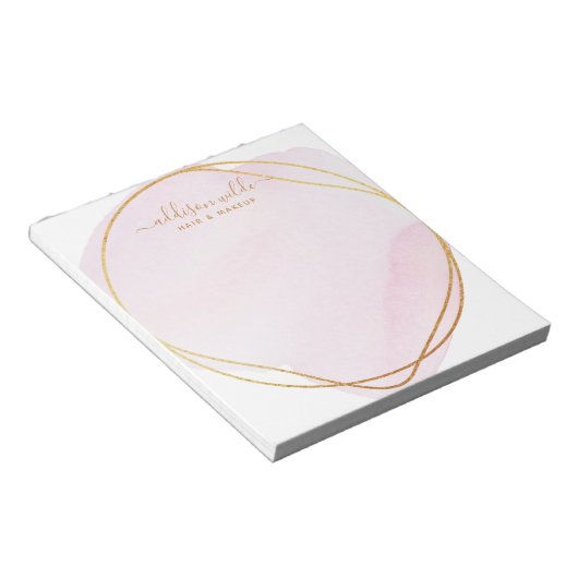 Manuscript Blush Pink Waterverf Gold Circle Busine Notitieblok (Schuin)