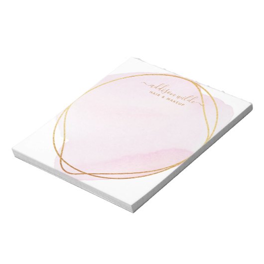 Manuscript Blush Pink Waterverf Gold Circle Busine Notitieblok (Linkerzijde)