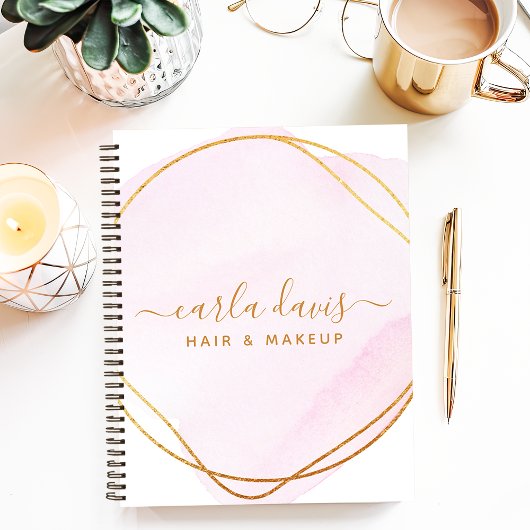 Manuscript Blush Pink Waterverf Gold Circle Busine Notitieboek