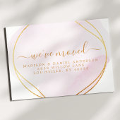 Manuscript Blush Pink Waterverf Moving Announcemen Aankondigingskaart