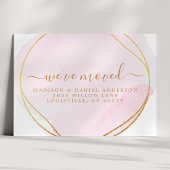 Manuscript Blush Pink Waterverf Moving Announcemen Aankondigingskaart