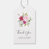 Manuscript Bold Pink Floral Weddenschap Dank je we Cadeaulabel (Voorkant)