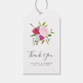 Manuscript Bold Pink Floral Weddenschap Dank je we Cadeaulabel