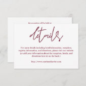 Manuscript Bourgogne & White Typography — Details Informatiekaartje (Voorkant / Achterkant)