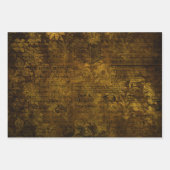  Manuscript Brass Gold Damask Patroon Inpakpapier Vel (Voorkant 2)