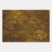  Manuscript Brass Gold Damask Patroon Inpakpapier Vel (Voorkant)