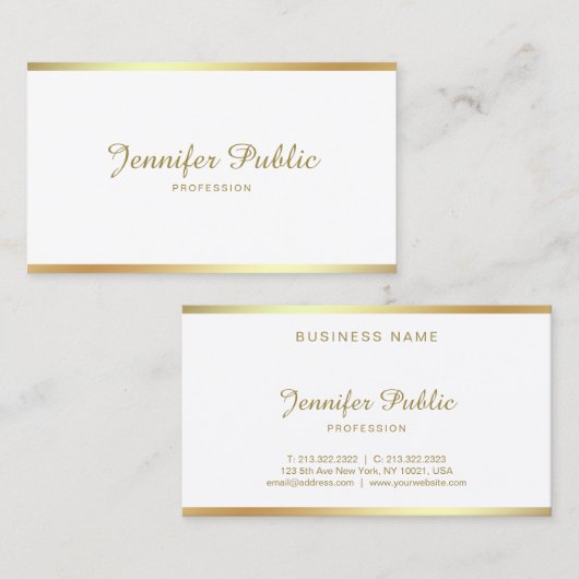 Manuscript Calligrafie Handgeschreven Gold Modern  Visitekaartje (Voorkant / Achterkant)