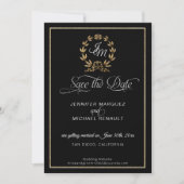 Manuscript  Calligraphy Black n Gold Photo Save The Date (Voorkant)