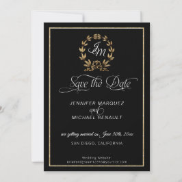 Manuscript  Calligraphy Black n Gold Photo Save The Date