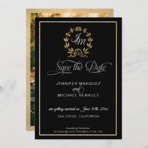 Manuscript  Calligraphy Black n Gold Photo Save The Date