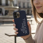 Manuscript Calligraphy Minimalist Navy Blue iPhone Hoesje