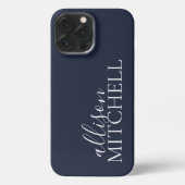 Manuscript Calligraphy Minimalist Navy Blue iPhone Hoesje (Achterkant)