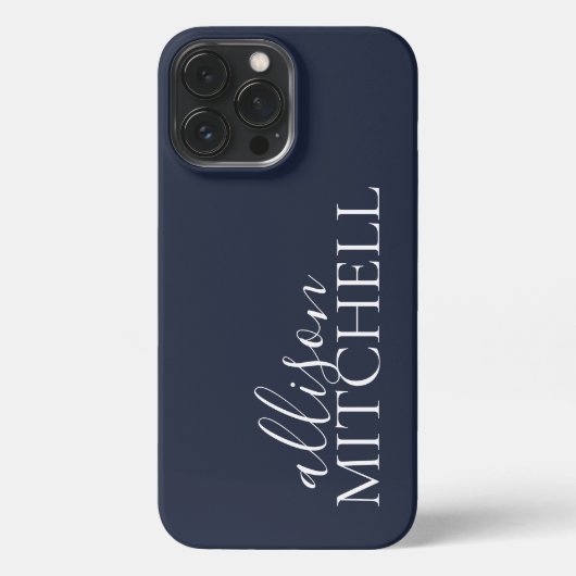 Manuscript Calligraphy Minimalist Navy Blue iPhone Hoesje (Achterkant)