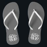 Manuscript Charcoal Gray Preppy Teenslippers<br><div class="desc">NEEM IN DEZE VOLGORDE CONTACT OP MET ME VOORDAT U MET UW MONOGRAM-INITIALEN BEVESTIGT: EERSTE, LAATSTE, MIDDEN. Ik zal je monogram aanpassen en je de link naar bestelling per e-mail sturen. Wacht tot ik de link met het aangepaste ontwerp heb verstuurd. Cute preppy flip sandals gepersonaliseerd met een aangepast wijnscript...</div>