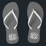 Manuscript Charcoal Gray Preppy Teenslippers<br><div class="desc">NEEM IN DEZE VOLGORDE CONTACT OP MET ME VOORDAT U MET UW MONOGRAM-INITIALEN BEVESTIGT: EERSTE, LAATSTE, MIDDEN. Ik zal je monogram aanpassen en je de link naar bestelling per e-mail sturen. Wacht tot ik de link met het aangepaste ontwerp heb verstuurd. Cute preppy flip sandals gepersonaliseerd met een aangepast wijnscript...</div>