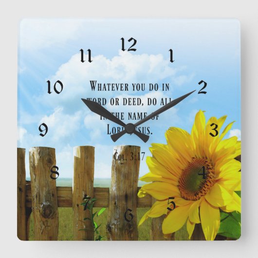 Manuscript, Colossians 3:17 Vierkante Klok (Voorkant)