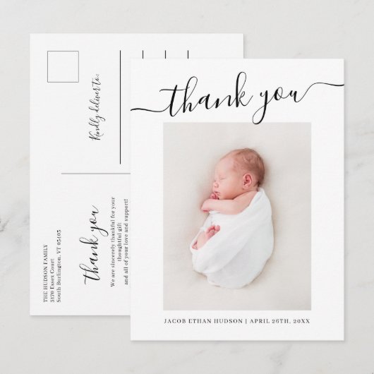 Manuscript Dank u de Baby van de Bekleding van de  Aankondigingskaart (Voorkant / Achterkant)