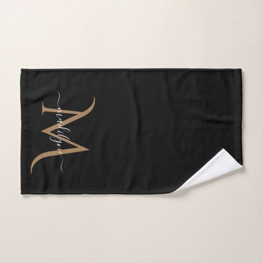 Manuscript Elegant Black en Gold Monogram Bad Handdoek (Handdoek)