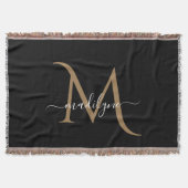 Manuscript Elegant Black en Gold Monogram Deken (Voorkant)