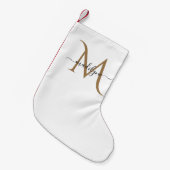 Manuscript Elegant Black en Gold Monogram Kleine Kerstsok (Voorkant (Hangend))