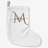 Manuscript Elegant Black en Gold Monogram Kleine Kerstsok (Voorkant)