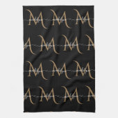 Manuscript Elegant Black en Gold Monogram Theedoek (Verticaal)