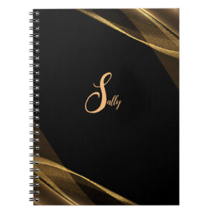Manuscript Elegant Black & Gold Monogram Notitieboek