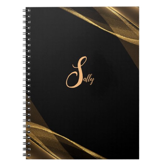 Manuscript Elegant Black & Gold Monogram Notitieboek (Voorkant)