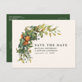 Manuscript elegant bruiloft citrus botanisch moder aankondigingskaart