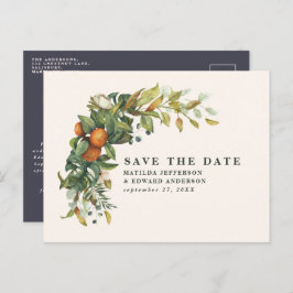Manuscript elegant bruiloft citrus botanisch moder aankondigingskaart