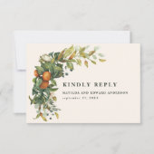 Manuscript elegant bruiloft citrus botanisch moder RSVP kaartje (Voorkant)