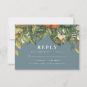 Manuscript elegant bruiloft citrus botanisch moder RSVP kaartje (Achterkant)